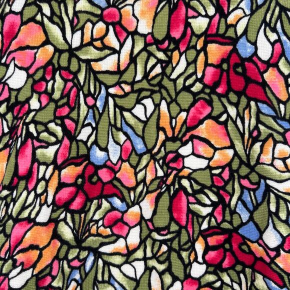 Vintage Talbots Cardigan Stained Glass Mosaic Floral Pattern Zip Front sz medium - Picture 2 of 8